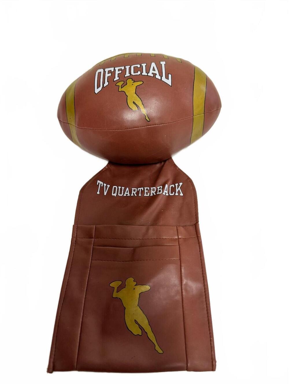 Vintage NFL TV Quarterback Football Armrest Caddy Remote Holder Vinyl Pillow